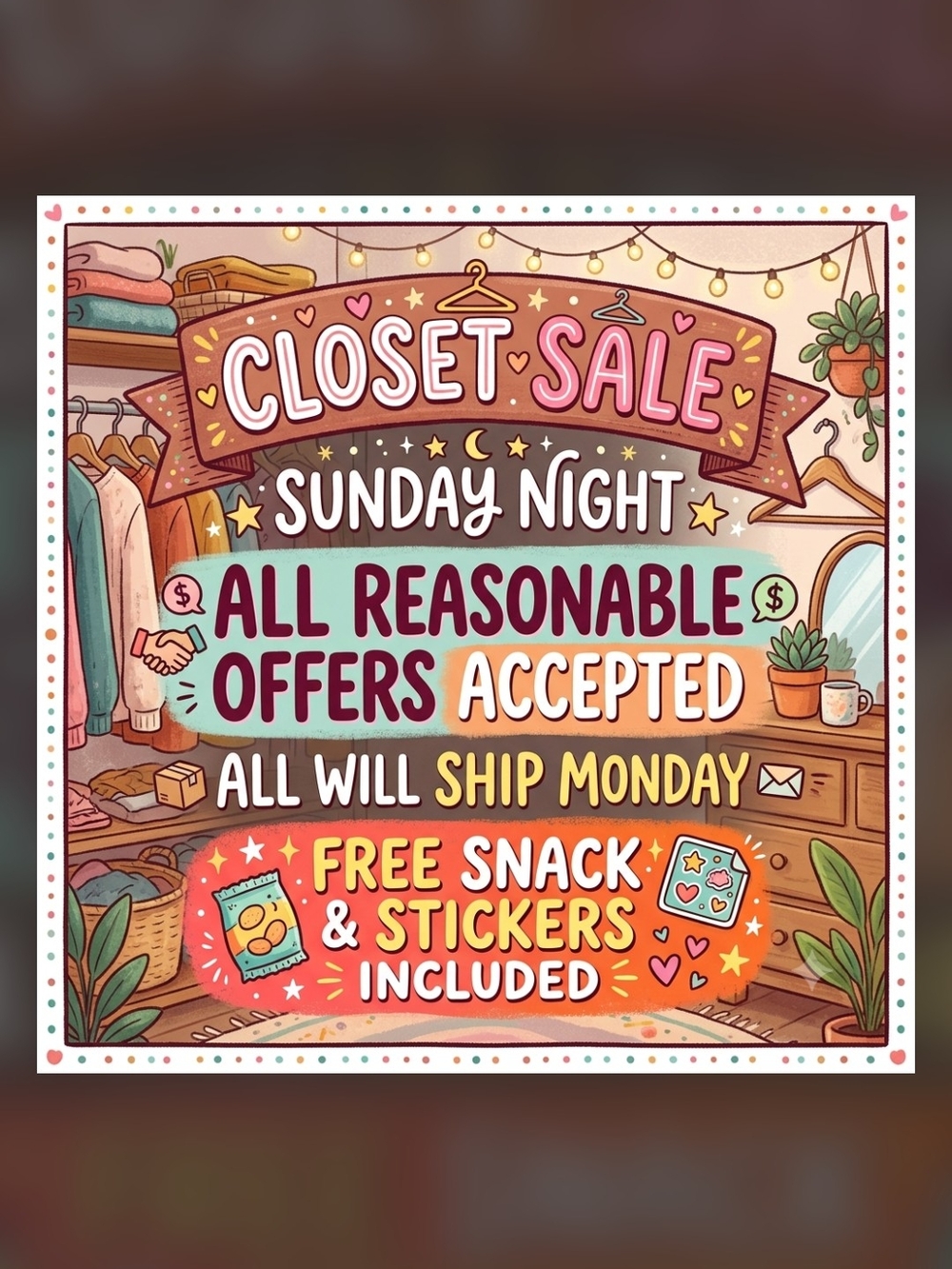Closet Sale Sunday Night All Reasonable Offers Accepted Ships Monday Discounts